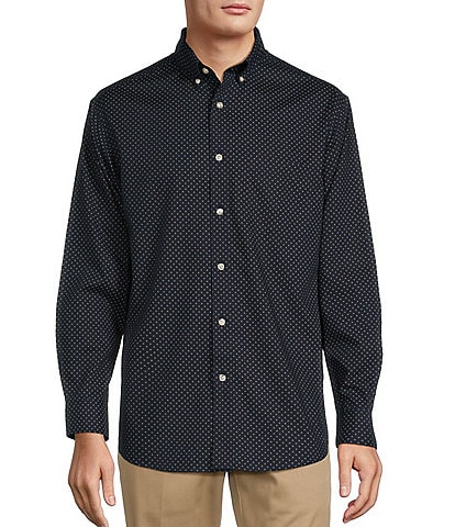 Gold Label Roundtree & Yorke Non-Iron Long Sleeve Dot Print Sport Shirt