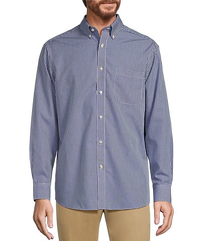 Gold Label Roundtree & Yorke Non-iron Long Sleeve Small Checked Print Sport Shirt