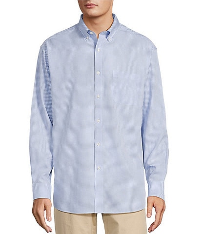 Gold Label Roundtree & Yorke Non-Iron Long Sleeve Small Checked Print Sport Shirt