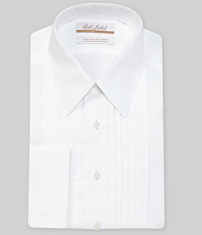 Gold Label Roundtree & Yorke Non-Iron Full-Fit Point-Collar Solid Tuxedo Dress French Cuff Shirt