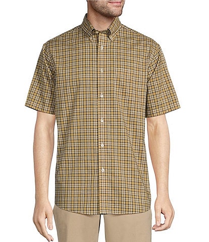 Gold Label Roundtree & Yorke Non-Iron Short Sleeve Medium Plaid Slub Sport Shirt