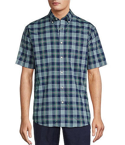 Gold Label Roundtree & Yorke Non-Iron Short Sleeve Plaid Sport Shirt