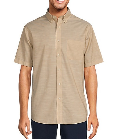 Gold Label Roundtree & Yorke Non-Iron Short Sleeve Solid Slub Sport Shirt
