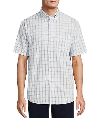 Gold Label Roundtree & Yorke Non-Iron Short Sleeve Windowpane Poplin Sport Shirt