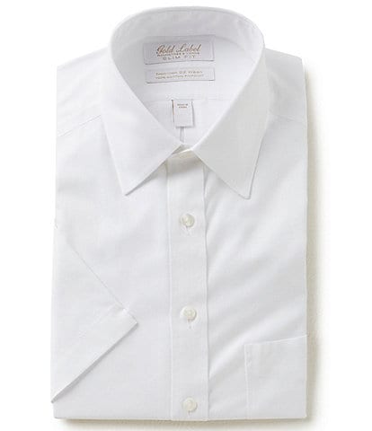 Gold Label Roundtree & Yorke Non-Iron Slim-Fit Point-Collar Short Sleeve Solid Dress Shirt