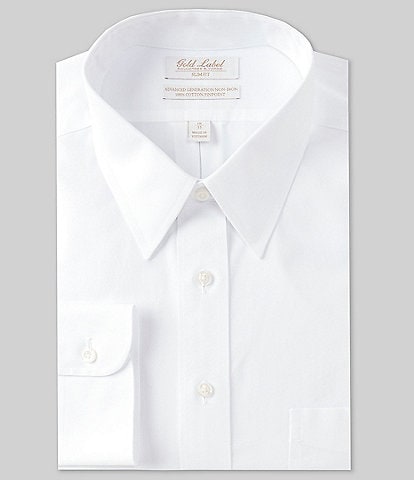 Gold Label Roundtree & Yorke Slim-Fit Non-Iron Point Collar Solid Dress Shirt