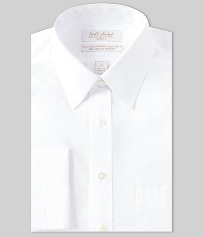 Gold Label Roundtree & Yorke Slim Fit Non-Iron Point Collar French Cuff Solid Dress Shirt