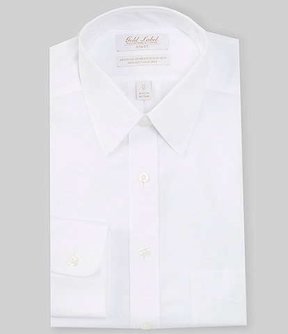 Gold Label Roundtree & Yorke Slim Fit Non-Iron Point Collar Solid Dobby Dress Shirt