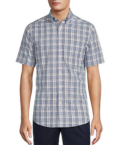 Gold Label Roundtree & Yorke Slim Fit Non-Iron Short Sleeve Large Plaid Pattern Sport Shirt