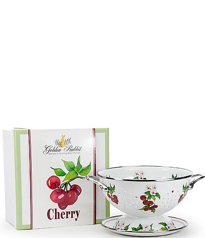 Golden Rabbit Enamelware Cherry Colander Giftbox Set