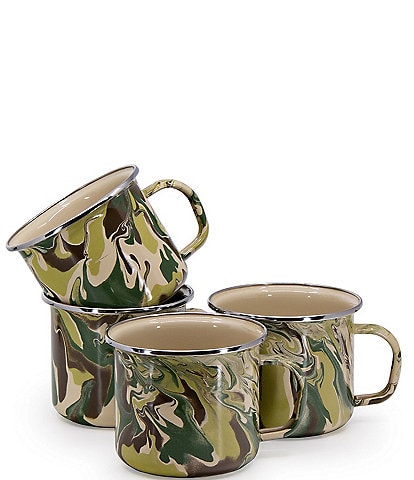 Golden Rabbit Enamelware Camouflage Grand Mugs, Set of 4