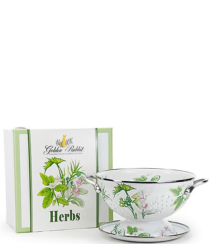 Golden Rabbit Enamelware Herbs Colander Giftbox Set