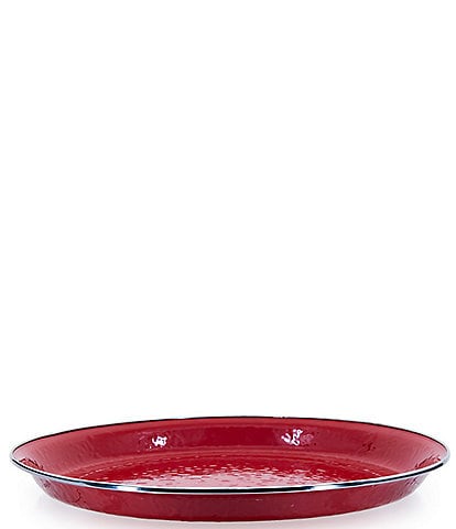 Golden Rabbit Enamelware Solid Texture Red Serving Tray