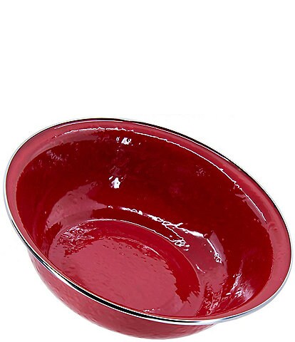 Golden Rabbit Enamelware Solid Texture Red Serving Bowl