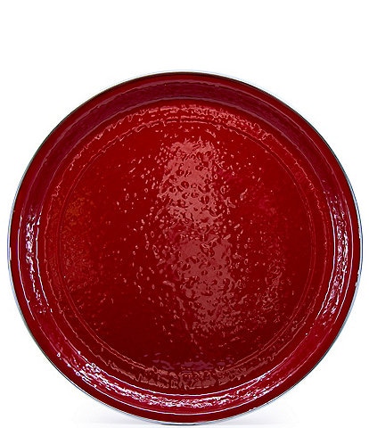 Golden Rabbit Enamelware Solid Texture Red Medium Tray