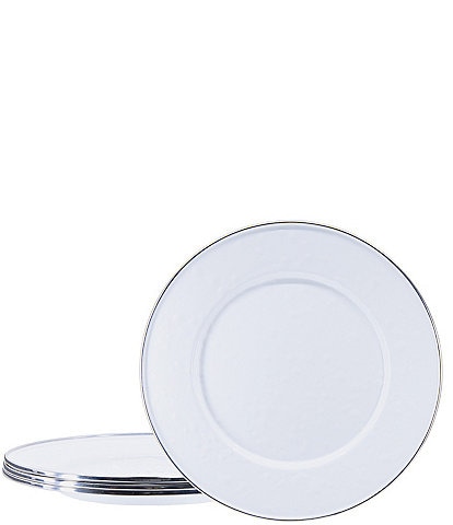 Golden Rabbit Enamelware Solid Texture White Sandwich Plates, Set of 4