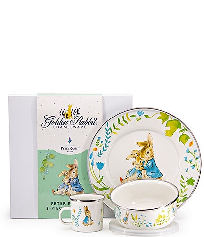 Golden Rabbit Enamelware Peter Rabbit™ Spring Leaves Child Set