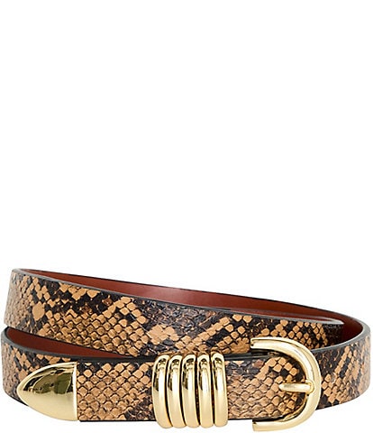 Good American 0.8#double; Slim 5-Ring Snake Print Belt