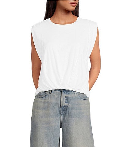 Good American Cotton Muscle Crew Neck Sleeveless Tee