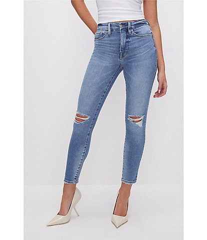 Good American Good Legs Denim Skinny Crop Distressed Mid Rise Jeans