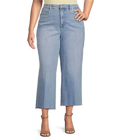 Good American Plus Good Waist Palazzo Light Compression High Rise Crop Jeans