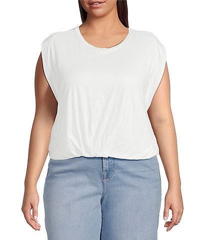 Good American Plus Size Cotton Muscle Crew Neck Sleeveless Tee