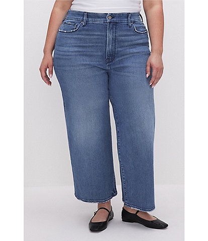 Good American Plus Size Denim Good Waist Palazzo High Rise Cropped Jeans