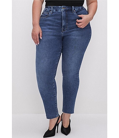 Good American Plus Size Good Legs High Rise Cig Raw Edge Hem Jeans