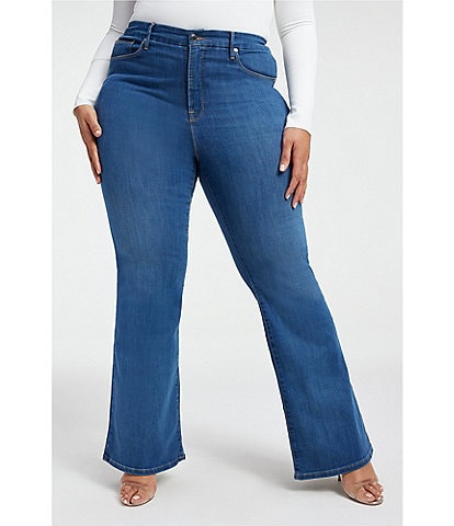 Good American Plus Size Good Legs High Rise Stretch Denim Flared Jeans
