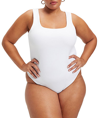 Good American Plus Size Sculpting Square Neck Modern Tank Bodysuit