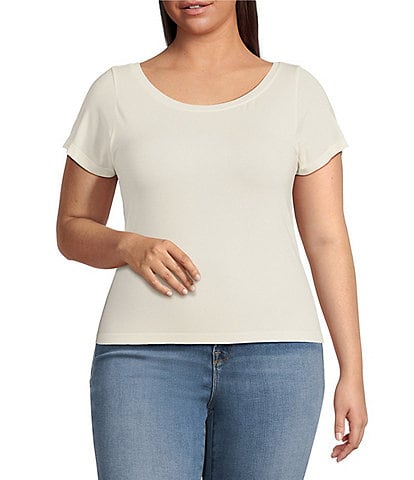 Good American Plus Size Short Sleeve Boatneck Tee