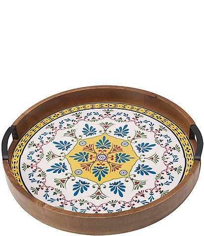 Gourmet Basics by Mikasa Round Tiled Lazy Susan Serving Tray