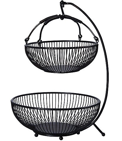 Gourmet Basics by Mikasa Spindle 2-Tier Fruit Basket with Banana Hook