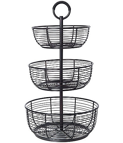 Gourmet Basics by Mikasa Spindle 3-Tier Round Wrap Basket
