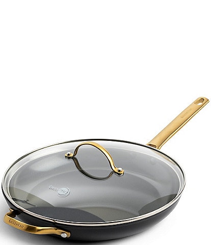 GreenPan Reserve 12" Nonstick Frypan with Helper Handle and Lid, Black