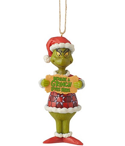 Grinch by Jim Shore Collection Beware a Grinch Lives Here Ornament