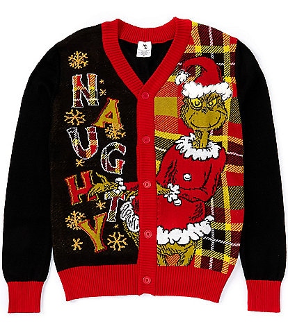 Grinch Long Sleeve Naughty Grinch Ugly Christmas Cardigan Sweater