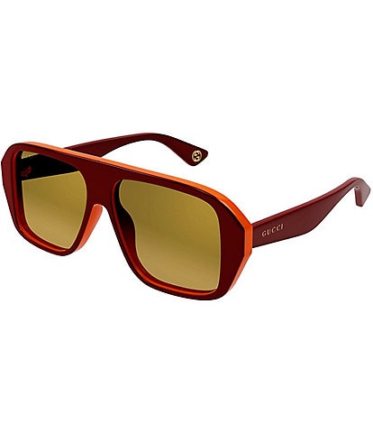 Gucci Men's Aspen Bilayer 57mm Aviator Sunglasses