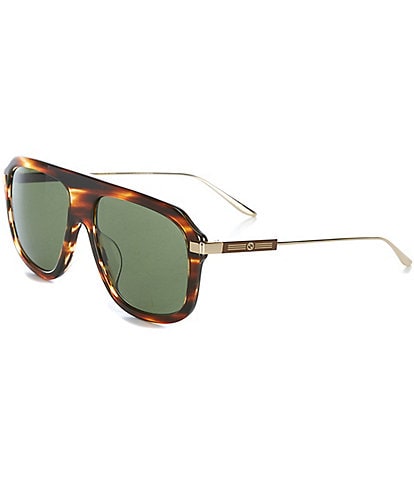 Gucci Men's Back to Web 57mm Havana Shield Sunglasses