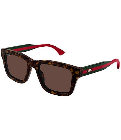 Gucci Men's New Pop Web Tortoise 53mm Square Sunglasses