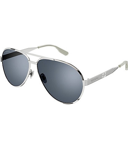 Gucci Men's Port Royale 64mm Mirrored Navigator Sunglasses