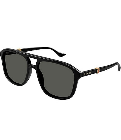 Gucci Men's Running Web 57mm Aviator Sunglasses