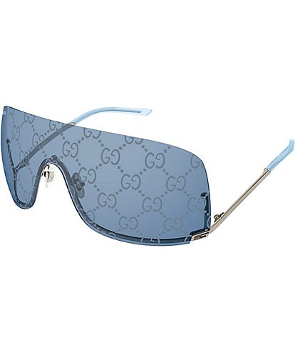 Gucci Men's Tom 99mm Mirrored Logo Shield Sunglasses