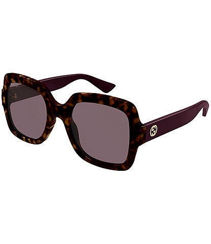 Gucci Women's GG Logo 54mm Havana Square Sunglasses