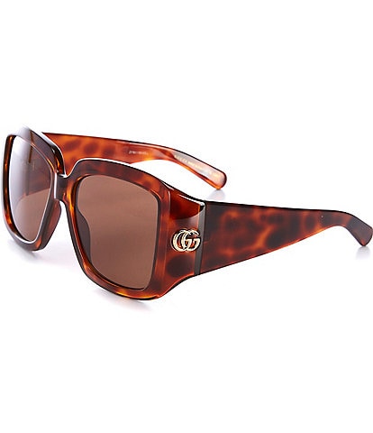Gucci Women's GG1402S GG Corner Havana 55mm Square Sunglasses