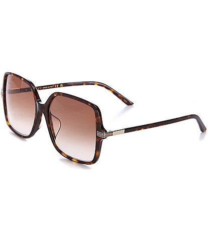 Women's GG1448SA Petite Web 59mm Havana Square Sunglasses