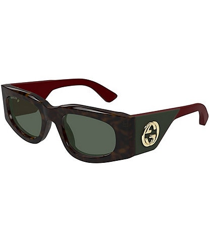 Gucci Women's Oblique 51mm Havana Rectangle Sunglasses