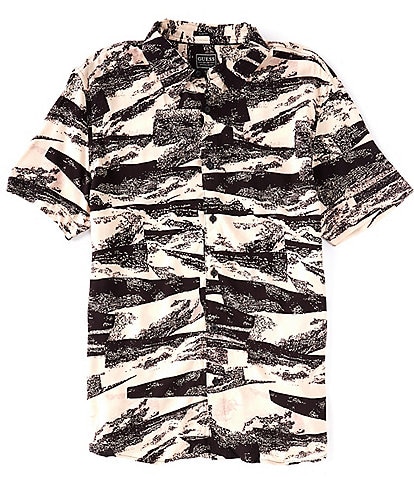 Guess Abstract Collage Short Sleeve Woven Shirt