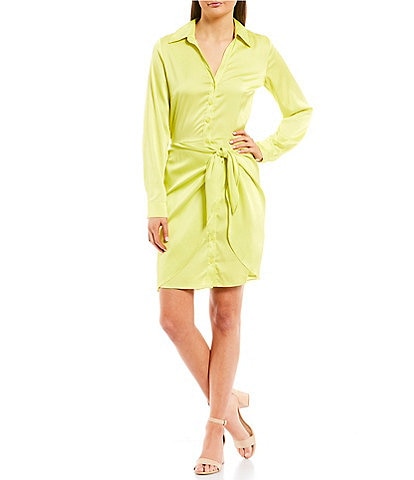 Guess Alya Long Sleeve Button Front Wrap Dress