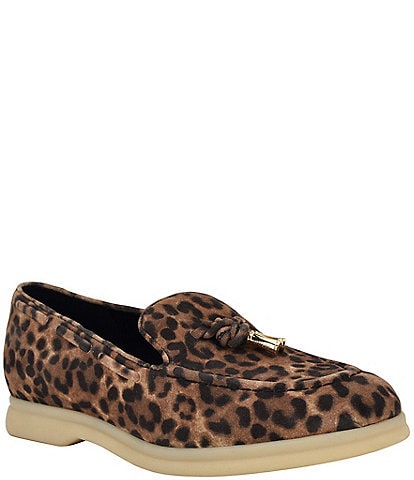 Guess Aryana Leopard Print Suede Tassel Loafers